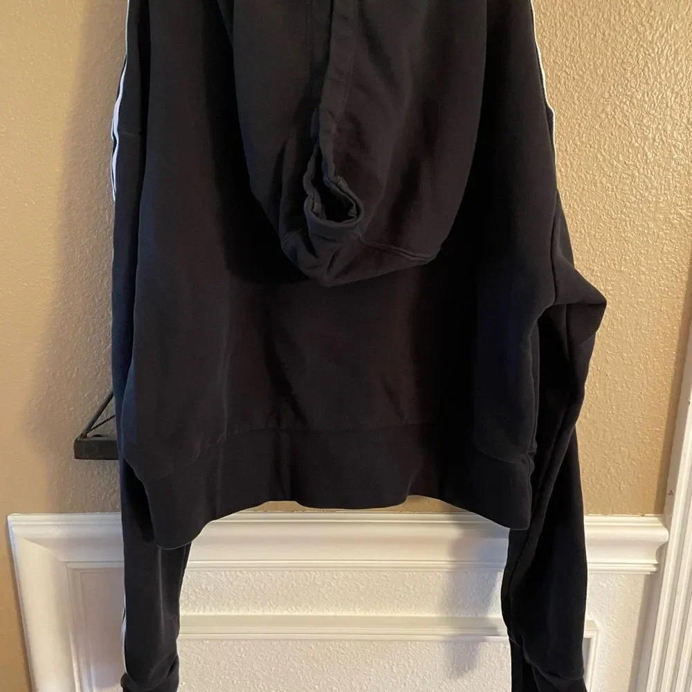 Adidas Black Sweatshirt with White Trefoil Logo Girls Size Large - Picture 5 of 9
